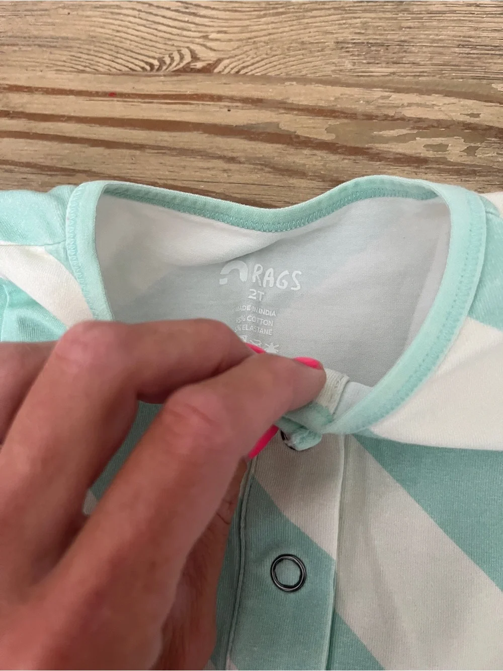 RAGS Mint & White Diagonal Stripe Kids Bundle - Tee, Shorts & Romper